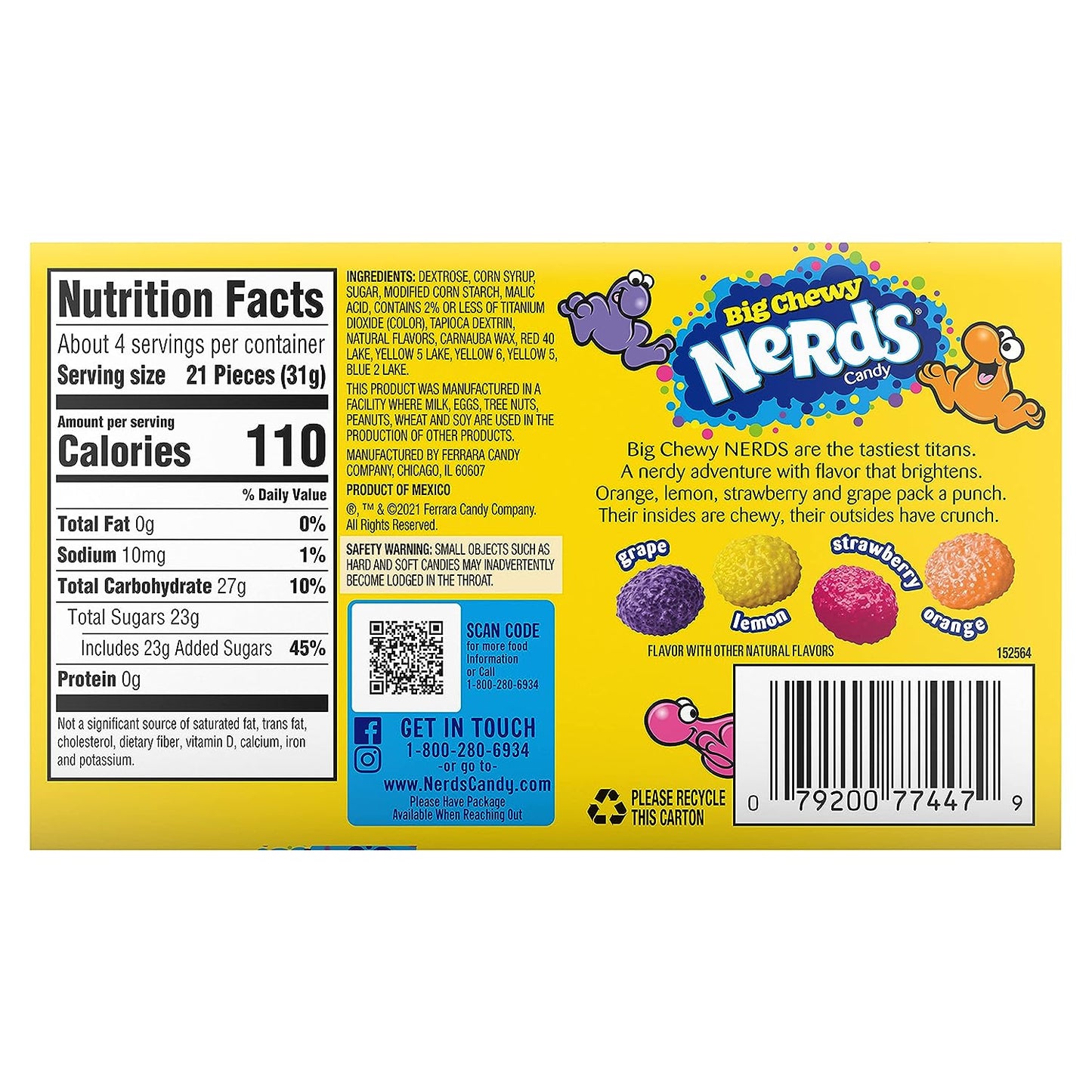 Nerds Big Chewy Candy, 4.25 Ounce Movie Theater Candy Box (Pack of 12)